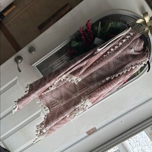 Cato Boho patterned Dark Mauve and Cream Tassel Sweater Vest, sz xl